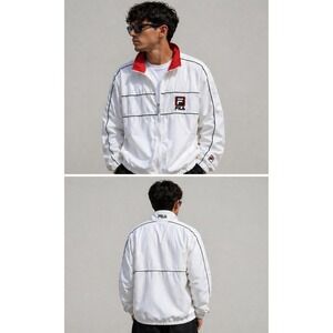 Vintage FILA Windbreaker Jacket Mens XL White Full Zip 90s Track Athletic Retro